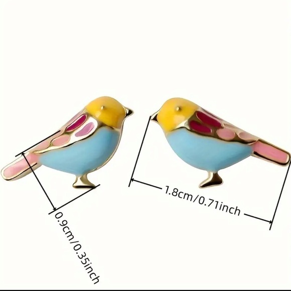 Colorful enamel bird post earrings 🦜🩵 ll - Picture 3 of 3